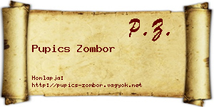 Pupics Zombor névjegykártya